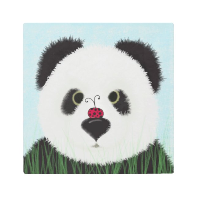 愛らしいパンダベア メタルプリント (正面)