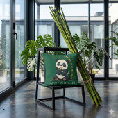 愛らしいパンダ抱き竹かわいい漫画の緑 クッション