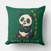 愛らしいパンダ抱き竹かわいい漫画の緑 クッション (正面)