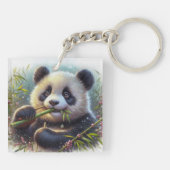 愛らしいパンダ食べベアの竹 キーホルダー (裏面)