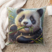 愛らしいパンダ食べベアの竹 クッション (ブランケット)