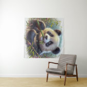 愛らしいパンダ食べベアの竹 タペストリー (インサイチュ(横))