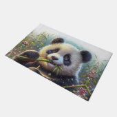 愛らしいパンダ食べベアの竹 ドアマット (アングル)