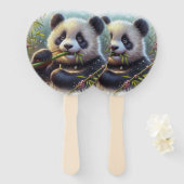 愛らしいパンダ食べベアの竹 ハンドファン (正面&裏面)