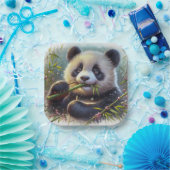 愛らしいパンダ食べベアの竹 ペーパープレート (パーティー)