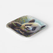 愛らしいパンダ食べベアの竹 ペーパープレート (傾斜あり)