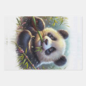 愛らしいパンダ食べベアの竹 ラッピングペーパーシート (正面)