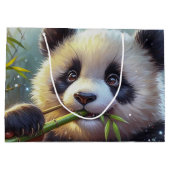 愛らしいパンダ食べベアの竹 ラージペーパーバッグ (裏面)