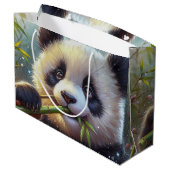 愛らしいパンダ食べベアの竹 ラージペーパーバッグ (裏面アングル)