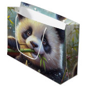 愛らしいパンダ食べベアの竹 ラージペーパーバッグ (正面アングル)