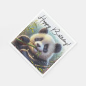 愛らしいパンダ食べベアハッピーバースデー スタンダードランチョンナプキン (角)