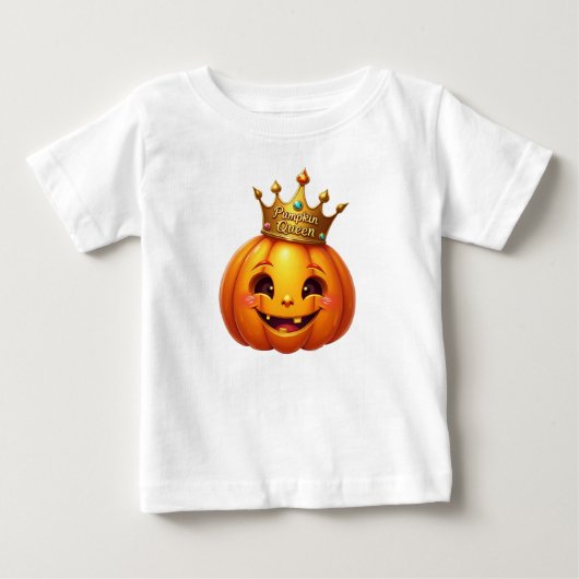 愛らしいパンプキンクイーンベイビー 秋 ベビーTシャツ (正面)