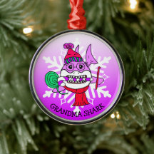 愛らしいパーソナライズされたおばあちゃんサメとスノーフレーク