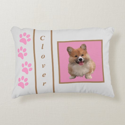 愛らしいパーソナライズされたウェルシュコーギーアクセント枕 アクセントクッション (正面)
