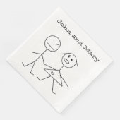 愛らしいパーソナライズされたステッキのフィギュア・カップル・ナプキン (コーナー)