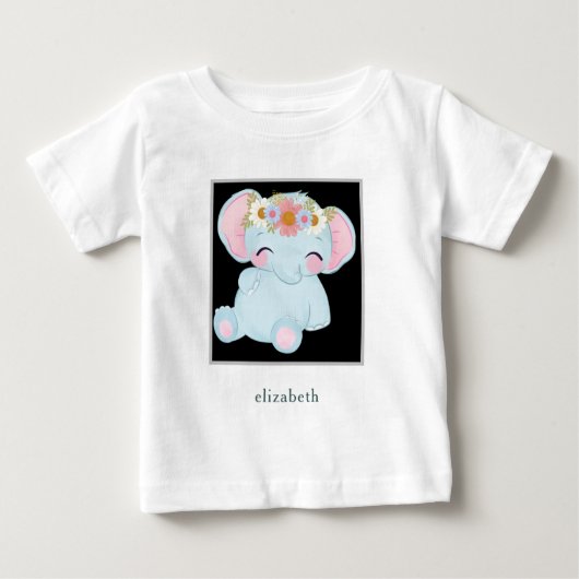 愛らしいパーソナライズされたベビーゾウ ベビーTシャツ (正面)