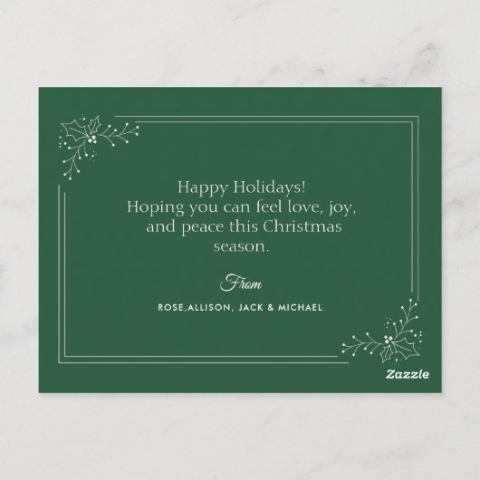 愛らしいパーソナライズされた休日の写真カード ポストカード (裏面)