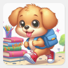 愛らしいパーソナライズされた子犬ステッカー スクエアシール