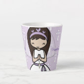 愛らしいパーソナライズされた最初の聖餐式の少女 カフェラテマグ (正面)