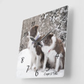 愛らしいパーソナライズされた犬写真 スクエア壁時計 (傾斜)