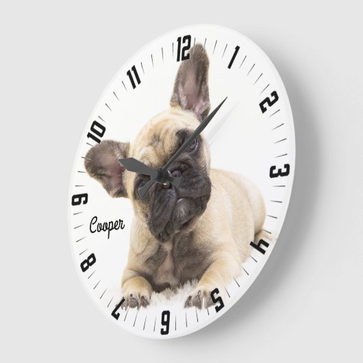 愛らしいパーソナライズされた犬写真 ラージ壁時計 (傾斜)