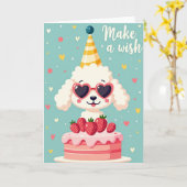 愛らしいパーティーの犬の誕生日カード カード (黄色い花)