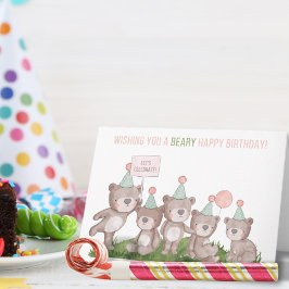 愛らしいパーティーベア誕生日カード カード