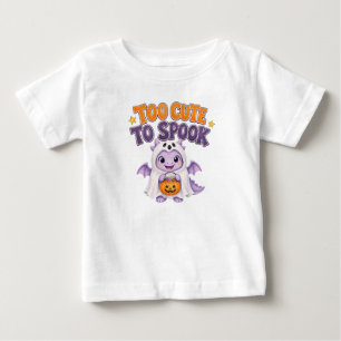 愛らしいパープルのゴーストドラゴンベイビーハロウィン ベビーTシャツ