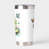 愛らしいヒキガエルと蝶パーソナライズされた 保温保冷タンブラー (左面)