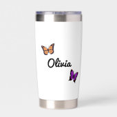 愛らしいヒキガエルと蝶パーソナライズされた 保温保冷タンブラー (背面)