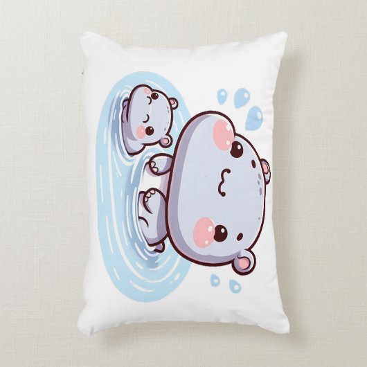 愛らしいヒッポファミリークッション アクセントクッション (正面(垂直))