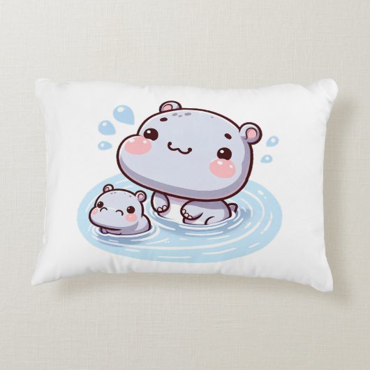 愛らしいヒッポファミリークッション アクセントクッション (裏面)