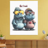 愛らしいヒッポ最高のフレンズウォールアート キャンバスプリント (インサイチュ (リビング))