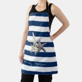 愛らしいヒトデ,ネイビーストライプブルーパーソナライズされたズ エプロン (インサイチュ)