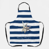 愛らしいヒトデ,ネイビーストライプブルーパーソナライズされたズ エプロン (正面)