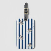 愛らしいヒトデ、ネイビーストライプブルーパーソナライズされたズ ラゲッジタグ (正面縦)