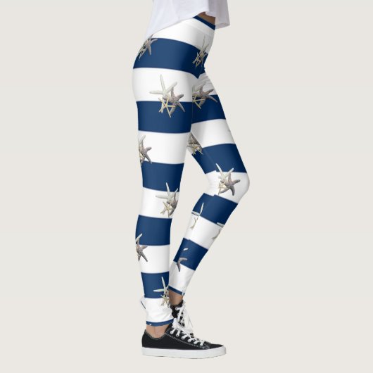 愛らしいヒトデ,ネイビーブルーストライプ レギンス (右)