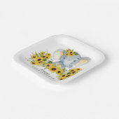 愛らしいヒマワリ象の赤ちゃんシャワー ペーパープレート (傾斜あり)