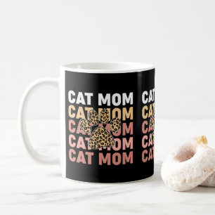 愛らしいヒョウ柄の前猫飼い猫ママ コーヒーマグカップ