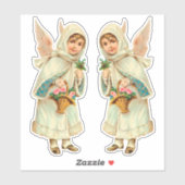 愛らしいビクトリアンクリスマスの冬の天使が切り出された シール (シート)