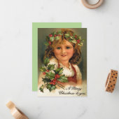 愛らしいビクトリア時代の少女のクリスマス ノートカード (正面/裏面インサイチュ)