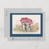 愛らしいビクトリア時代の猫の招待状 招待状 (正面/裏面)