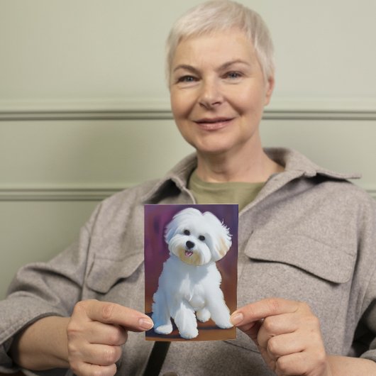 愛らしいビコンハバナの子犬の水色 カード