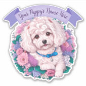 愛らしいビコンフリゼ、花の盛り合わカスタムせ シール (正面)