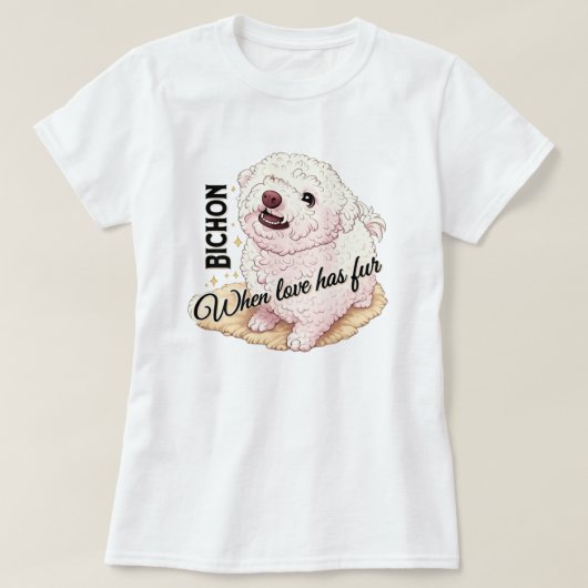 愛らしいビションフリーゼ Tシャツ (デザイン正面)