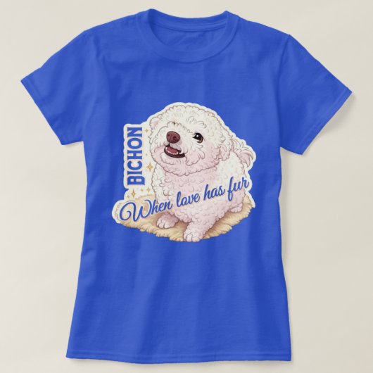 愛らしいビションフリーゼ Tシャツ (デザイン正面)