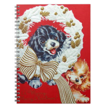 愛らしいビンテージクリスマスコッカースパニエル犬子犬