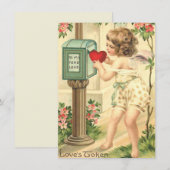 愛らしいビンテージ バレンタイン カピド チェルブ ノートカード (正面/裏面)
