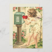 愛らしいビンテージ バレンタイン キューピッド ケルブ ノートカード (正面/裏面)