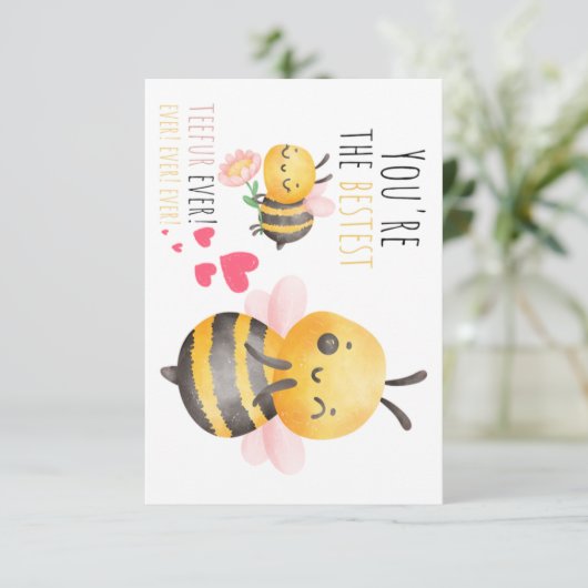 愛らしいビーをテーマにした先生サンキューカード- おもしろい サンキューカード (スタンド正面)